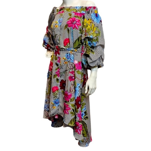 GRACIA Off-the-Shoulder Open Back Floral Midi Dress - Picture 5 of 6